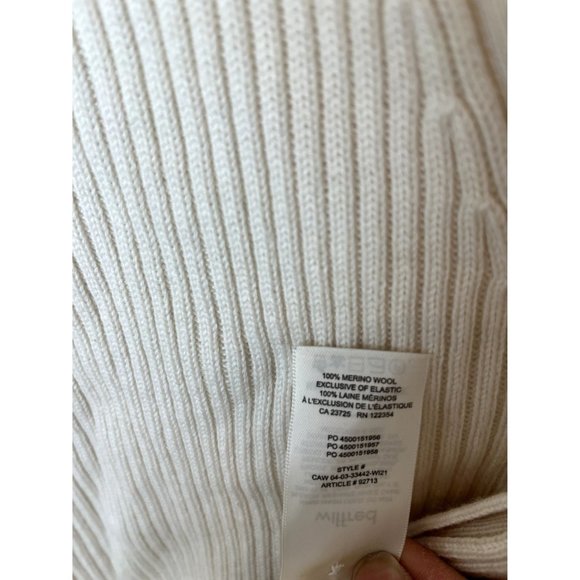 Wilfred Aritzia Ribbed Puff Sleeve Sweater Wool Cardigan Ivory Cream Sz Medium M - Picture 9 of 9